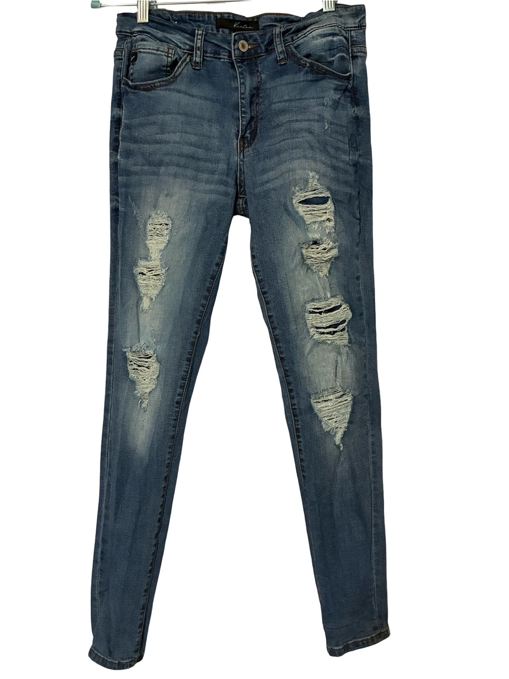 KanCan Los Angeles Women’s Medium Blue Distressed Straight Leg Jeans KanCan
